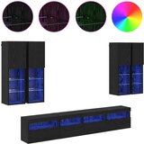  Set Zidnog TV Ormara s LED Osvjetljenjem Zidne 7 pcs Crni hrast | shoptok.hr