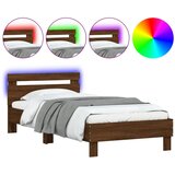  Okvir za krevet s uzglavljem i LED svjetlima boja smeđeg hrasta Smeđa 100 x 200 cm | shoptok.hr