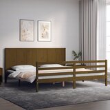vidaXL Posteljni okvir z vzglavjem medeno rjav 200x200 cm trden les Cene