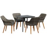 vidaXL Komplet za jedilnico v vrtu z blazino 5 pcs Siva poli ratan, (5000045494) | Shoptok.si
