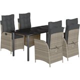  5-dijelni vrtni blagovaonski set od poliratana s jastucima sivi Siva 160 x 80 x 74 cm | shoptok.hr