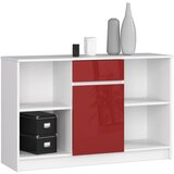 AKORD KOMODA B-17 120 cm 1 Predal 1 Vrata BELO / RDEČE SJAJ, (21703212) Cene