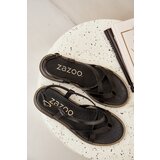Zazoo Leather Flat Sandals With Intertwined Straps | Shoptok.si