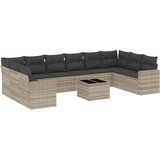  11-dijelni set vrtnih sofa poliratan s jastucima svijetlosivi | shoptok.hr