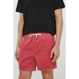 Polo Ralph Lauren Kratke hlače iz rebrastega žameta rdeča barva