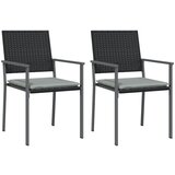 vidaXL Vrtni stoli z blazinami 2 kosa črni 54x62,5x89 cm poli ratan, (20660994) Cene
