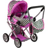 Kolica za lutku 2u1 Pink Stars - sivo/roza | shoptok.hr