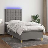  Box spring postelja z vzmetnico LED temno siva 80x200 cm blago, (20930213) Cene