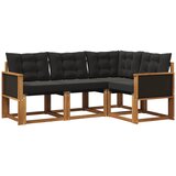 vidaXL Zunanja garnitura za sedenje z blazino 4 pcs Naravna in črna, (5000273420) | Shoptok.si