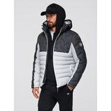 Ombre Men's long quilted jacket with large pockets - beige | shoptok.hr