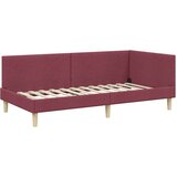  Kutni okvir kreveta s uzglavljem Vinska crvena 90 cm x 190 cm | shoptok.hr