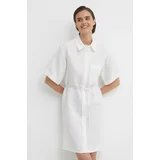 Calvin Klein Obleka iz mešanice lana bela barva, K20K206697
