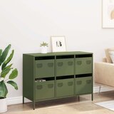 vidaXL Komoda olivno zelena 101,5x39x73,5 cm hladno valjano jeklo | Shoptok.si