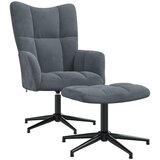  The Living Store Stol za sproščanje s stolčkom temno siv žamet - Stol Za Sproščanje, (21454986) | Shoptok.si