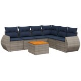 vidaXL Vrtni set od 7 dijelova s jastucima sivi poliratan - Siva 3x middle + corner + 2x sofa + table 1 | shoptok.hr