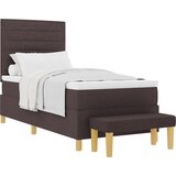 vidaXL Vzmetnica s posteljo in klopjo temno rjava 90x190 cm tkanina, (22083153) | Shoptok.si