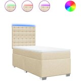  Krevet s oprugama i madracem krem 90 x 200 cm od tkanine | shoptok.hr