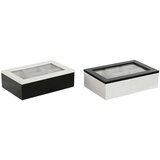  Kutija za Čajeve Home ESPRIT Bijela Crna Metal Kristal Drvo MDF 23 x 15 x 6 5 cm (2 kom.) | shoptok.hr