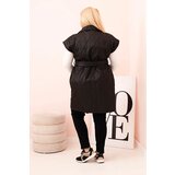 Kesi Włoski Women's Plus Size quilted vest with belt and collar black | shoptok.hr