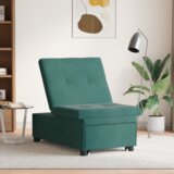 vidaXL sedežna postelja 3-v-1 izvlečna zasnova temno zelena žamet | Shoptok.si