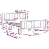  Okvir kreveta Smeđa i crna 135 x 190 cm Masivna borovina | shoptok.hr