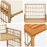  Set vanjskog namještaja 4 pcs Prirodna i krema bijela - Prirodna i kremasto bijela 2x pojedinačna stolica +1x klupa +1x veliki s | shoptok.hr