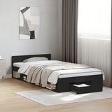 Maison Chic Posteljni okvir - Enojna postelja - Postelja za odrasle s predalom črn 100x200 cm inženirski les, (21695054) | Shoptok.si