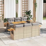  7-dijelni set vrtnih sofa s jastucima bež od poliratana bagrem | shoptok.hr