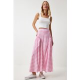  Women's Pink Gingham Flounce Summer Poplin Skirt | Shoptok.si
