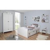 MID.YOU Postelja S Predalom Leni, 140x200, Bor, Bela, Masivno | Shoptok.si