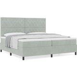 vidaXL Box Spring postelja z vzmetnico svetlo siva 200x200 cm žamet | Shoptok.si