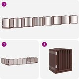 vidaXL Ograda za pse z vrati zložljiva 15 panelov rjava 750 cm les | Shoptok.si