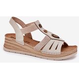 Inblu Women's Wedge Sandals With Decorations Light Beige | Shoptok.si