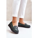 Zazoo Leather Moccasins On Platform With Decoration Dark Green 10141 | shoptok.hr