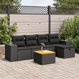 Maison Chic Seti vrtnega pohištva - Vrtna garnitura - Vrtni pohištvo set 6-delna z blazinami črna poli ratan, (21806020) | Shoptok.si