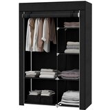 Nesta Zložljiva garderobna omara, črna, 6 predelov, netkan tekstil, 103×43×162,5 cm, za shranjevanje oblačil, (5000493218) | Shoptok.si