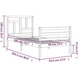  Kreveta s uzglavljem 90 x 200 cm od masivnog drva | shoptok.hr