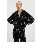 Juicy Couture Velur pulover NALA AO DIAMANTE črna barva, s kapuco, JCMAS224251