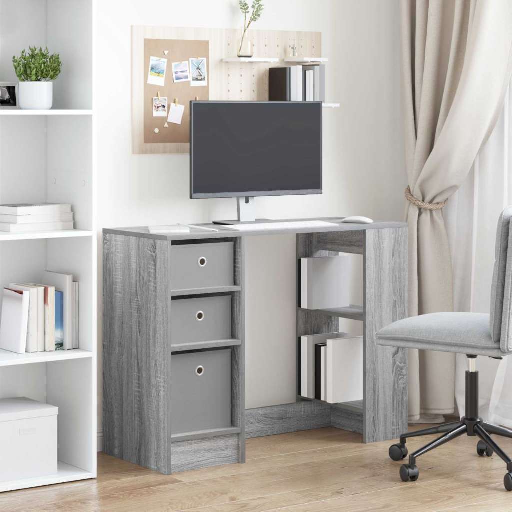  Stol s ladicama Siva Sonoma 100 x 40 x 75 cm Konstruirano drvo - Sivi hrast sonoma | shoptok.hr