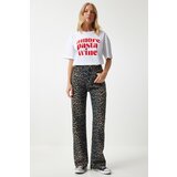  Women's Black Brown Leopard Patterned Straight Jeans | shoptok.hr