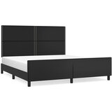 Maison Chic Posteljni okvir - Dvoposteljna postelja - Zakonska postelja z vzglavjem črn 180x200 cm umetno usnje, (21694395) Cene
