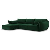 Mazzini Sofas Temno zelena žametna kotna sedežnagarnitura z ležalnikom (levi kot) Vanda – | Shoptok.si
