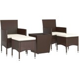  5-dijelni vrtni bistro set poliratan i kaljeno staklo smeđi | shoptok.hr