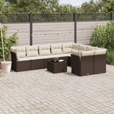vidaXL 10-dijelni set vrtnih sofa od poliratana s jastucima smeđi | shoptok.hr