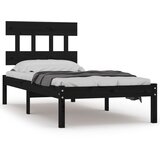 vidaXL Posteljni okvir črn iz trdnega lesa 75x190 cm 2FT6, (20648495) Cene