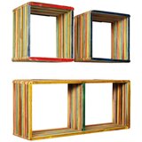 vidaXL Komplet stenskih polic 3 kosi predelana tikovina večbarvno | Shoptok.si