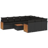  The Living Store Vrtna sedežna garnitura 11-delna z blazinami črn poli ratan - Vrtna Sedežna Garniture, (21443200) | Shoptok.si