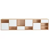 Hammel Furniture Bijela niska komoda u dekoru hrasta 267x61 cm Mistral -