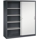 C+P ACURADO omara z drsnimi vrati, 8 polic, VxŠxG 1950 x 1600 x 500 mm, črno sive / svetlo sive barve | Shoptok.si