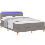  Postelja s škrbino z vzmetnico & LED Taupe 140x190 cm Tkanina, (22084079) | Shoptok.si